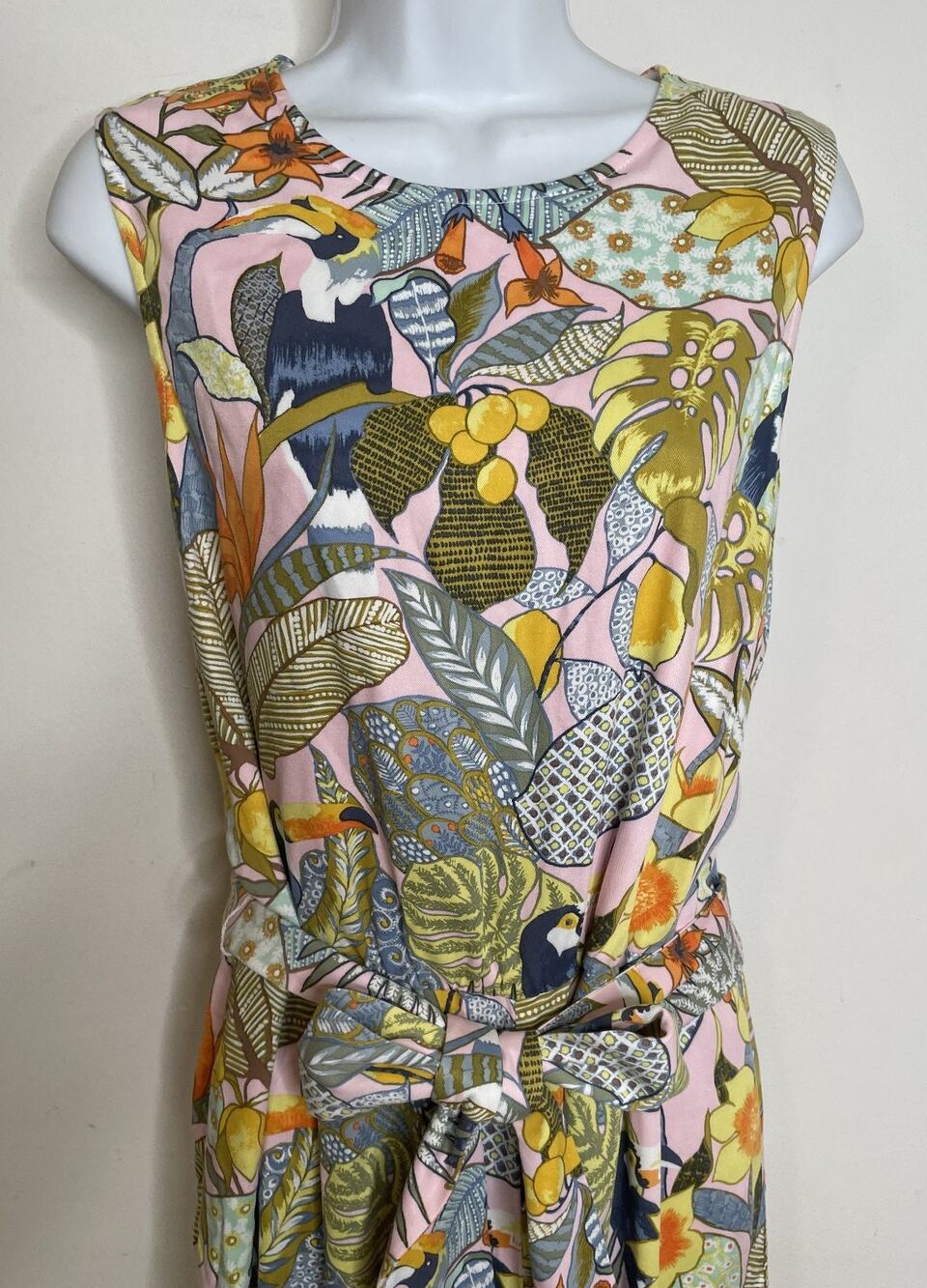 J McLaughlin Rebekka Jumpsuit XL NWT Parotta Belted Toucan Tropical Floral Pink